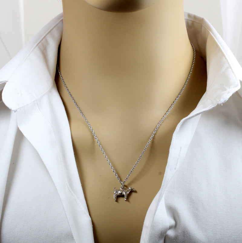 Silver Goat without horns Necklace with solid 925 Sterling Silver Boer Goat