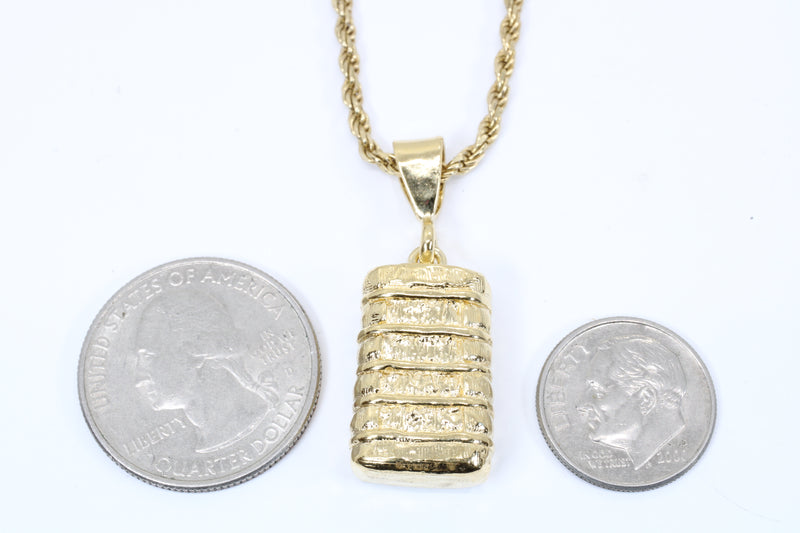 Large Cotton Bale Necklace in 14kt Gold Vermeil for man or woman