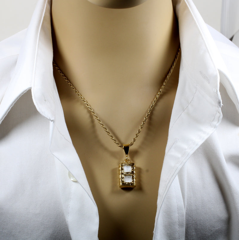 Large Cotton Bale Necklace with lint made in 14kt Gold Vermeil for man or woman