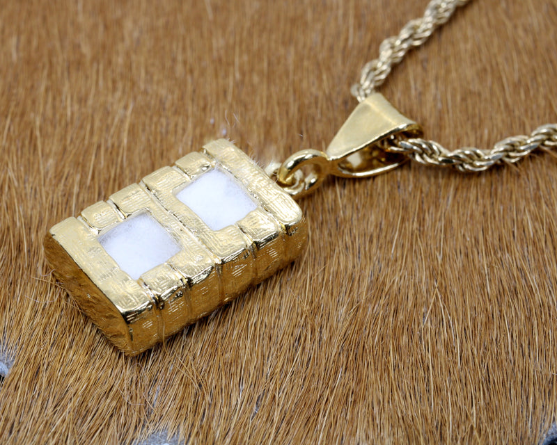 Large Cotton Bale Necklace with lint made in 14kt Gold Vermeil for man or woman