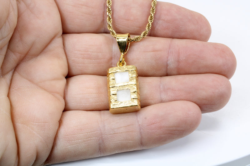 Large Cotton Bale Necklace with lint made in 14kt Gold Vermeil for man or woman