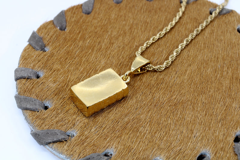 Large Cotton Bale Necklace with lint made in 14kt Gold Vermeil for man or woman