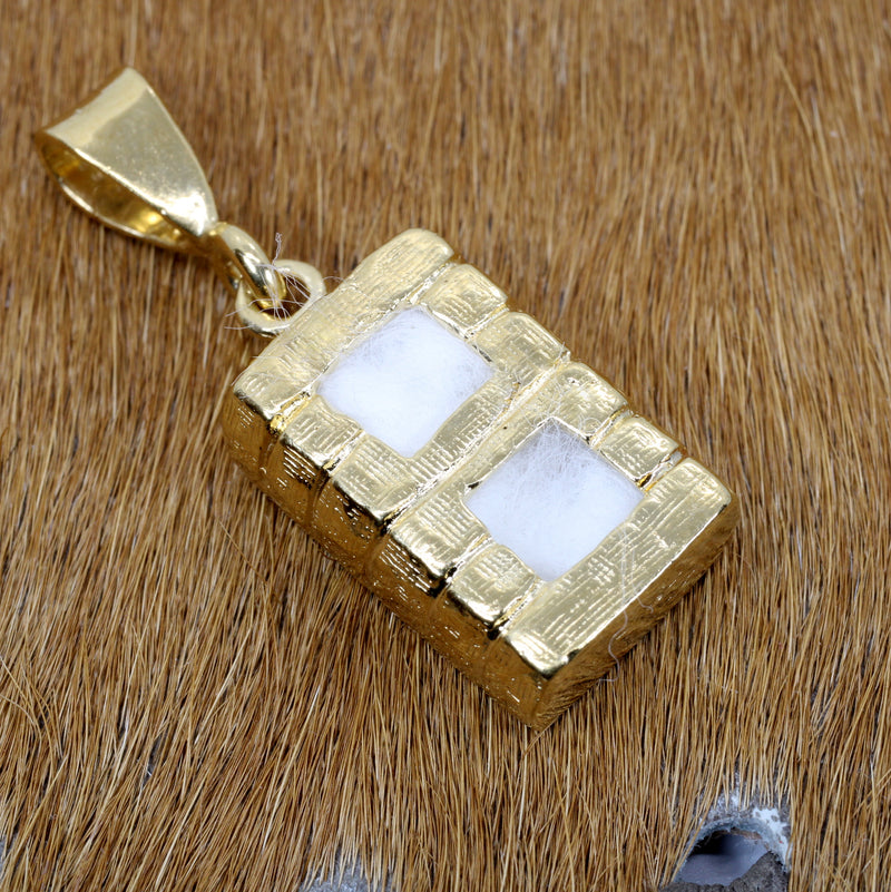 Large Cotton Bale Necklace with lint made in 14kt Gold Vermeil for man or woman