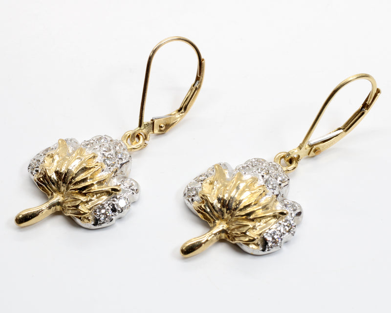 Set of New Diamond Cotton Boll Necklace and Dangle Earrings