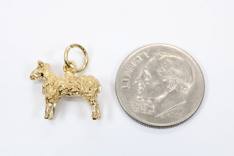 Gold Sheep Charm made in Solid 14kt Gold for Her Bracelet