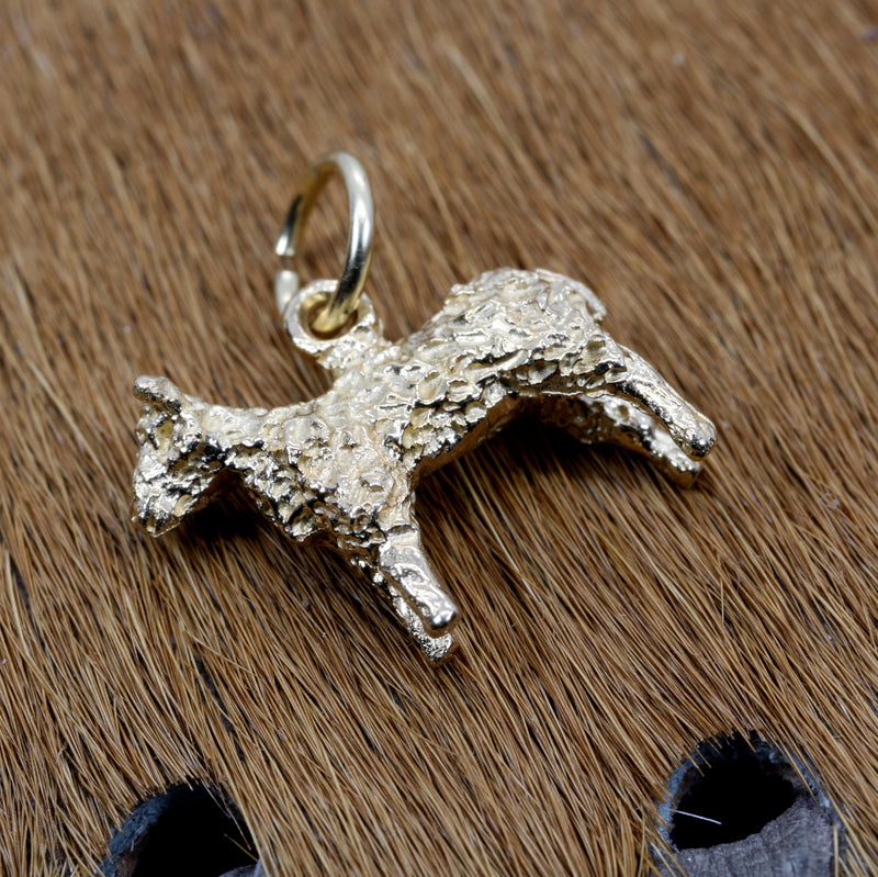 Gold Sheep Charm made in Solid 14kt Gold for Her Bracelet