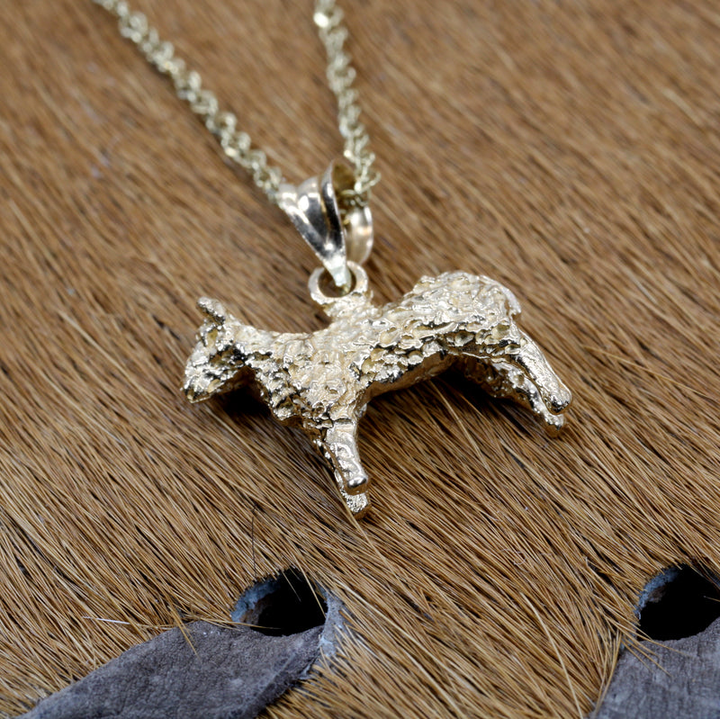 Gold Sheep Necklace made in Solid 14kt Gold