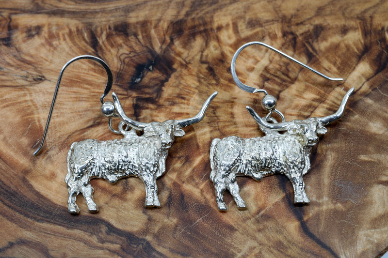 Texas Longhorn Set of Necklace and Earrings with medium 2-d Longhorns