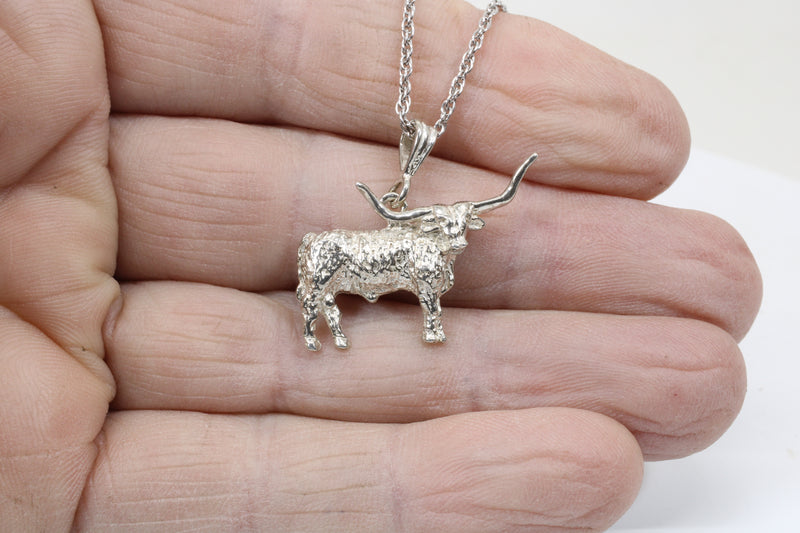 Texas Longhorn Set of Necklace and Earrings with medium 2-d Longhorns