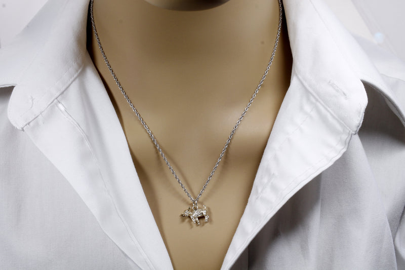 Silver Baby Goat Necklace with a 3-D Solid 925 Sterling Silver Playful Goat