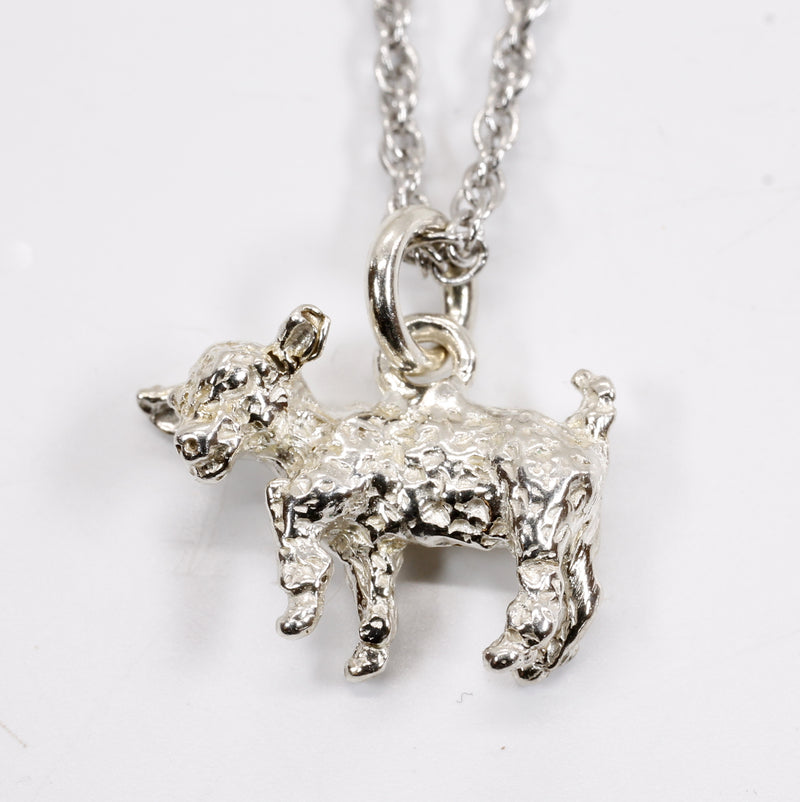 Small Silver Pygmy Goat Necklace made in Solid 925 Sterling Silver