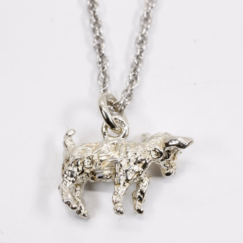 Silver Baby Goat Necklace with a 3-D Solid 925 Sterling Silver Playful Goat
