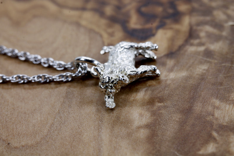 Silver Baby Goat Necklace with a 3-D Solid 925 Sterling Silver Playful Goat
