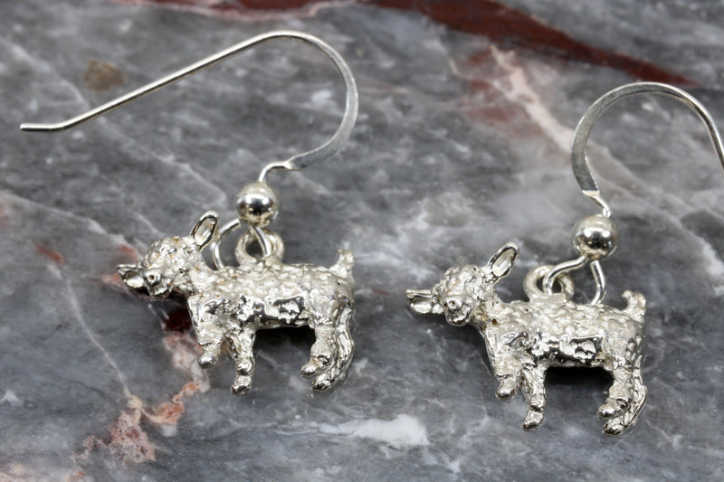 Small Silver Pygmy Goat Earrings in four Styles with Solid 925 Sterling Silver Goats