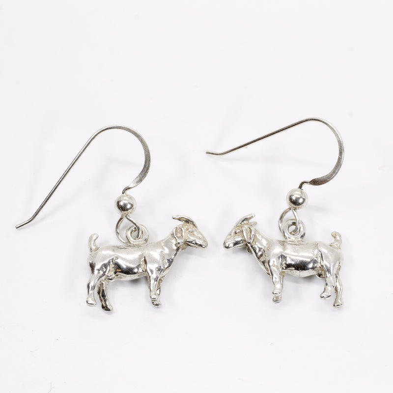 Boer Goat Dangle Earrings made in 925 Sterling Silver for her