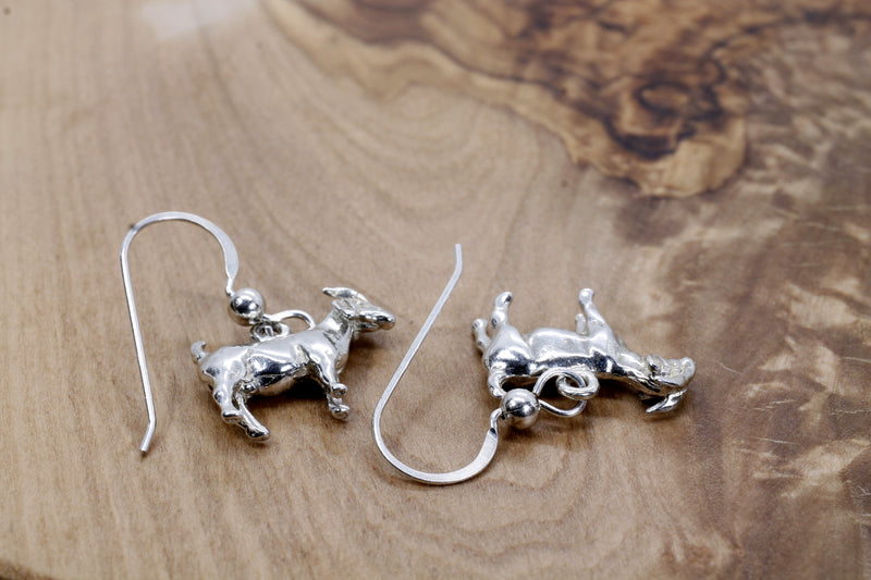 Boer Goat Dangle Earrings made in 925 Sterling Silver for her