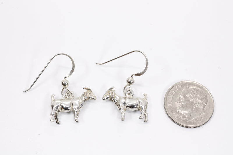 Boer Goat Dangle Earrings made in 925 Sterling Silver for her