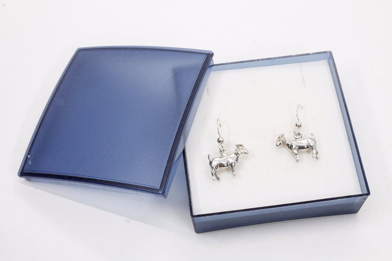 Boer Goat Dangle Earrings made in 925 Sterling Silver for her