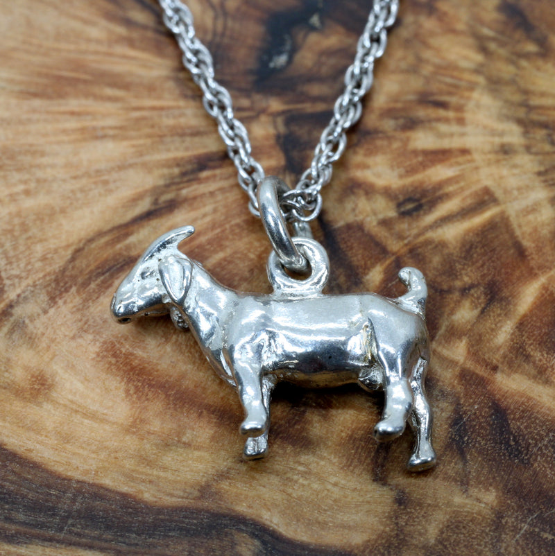 Silver Goat Necklace with solid 925 Sterling Silver Boer Goat