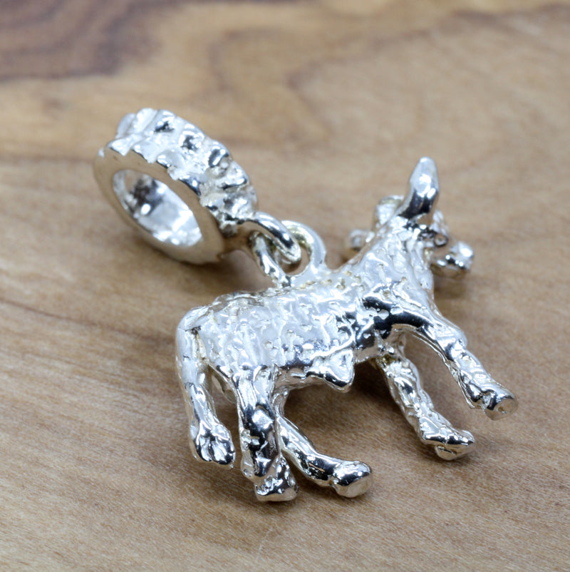 Silver Calf Slide Charm made in solid 925 Sterling Silver