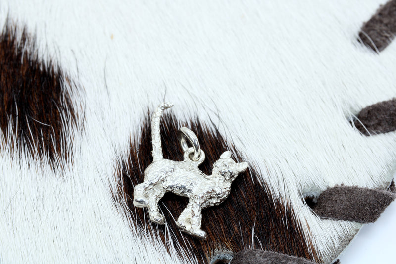 Silver House Cat Charm with solid 925 Sterling Silver House Cat
