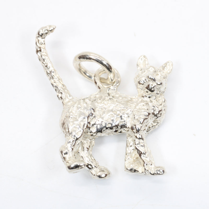 Silver House Cat Charm with solid 925 Sterling Silver House Cat