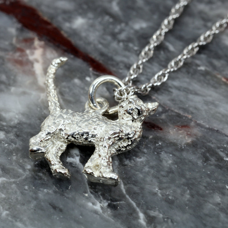 Silver House Cat Necklace with solid 925 Sterling Silver House Cat