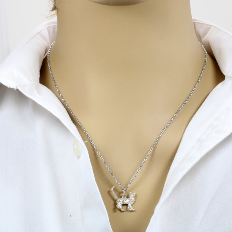 Silver House Cat Necklace with solid 925 Sterling Silver House Cat