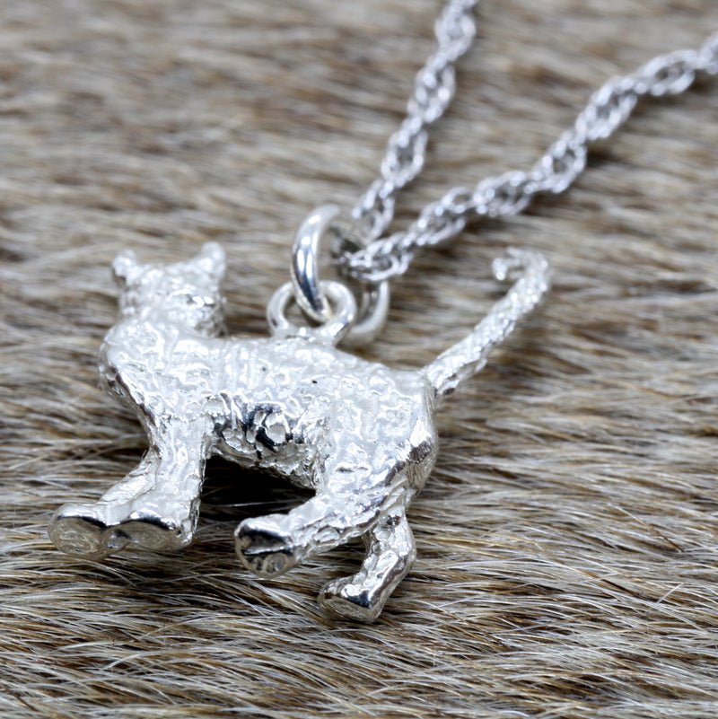 Silver House Cat Necklace with solid 925 Sterling Silver House Cat