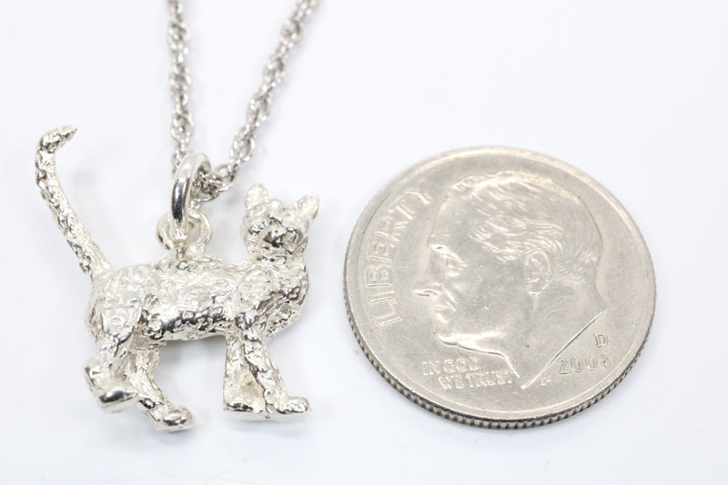 Silver House Cat Necklace with solid 925 Sterling Silver House Cat