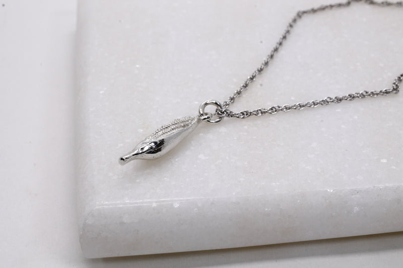 Small Corn Cob Necklace in sterling silver on 18" sterling silver chain
