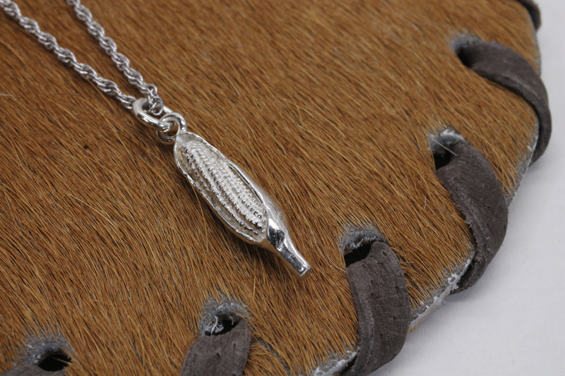 Small Corn Cob Necklace in sterling silver on 18" sterling silver chain