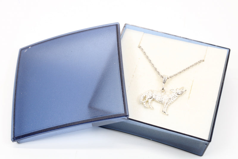 Silver Coyote Necklace with solid 925 Sterling Silver 2D Howling Coyote