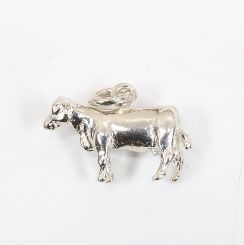 Silver Beef Cow Charm made in 925 Sterling Silver for her Bracelet