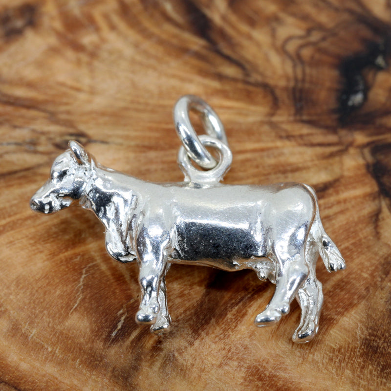 Silver Beef Cow Charm made in 925 Sterling Silver for her Bracelet