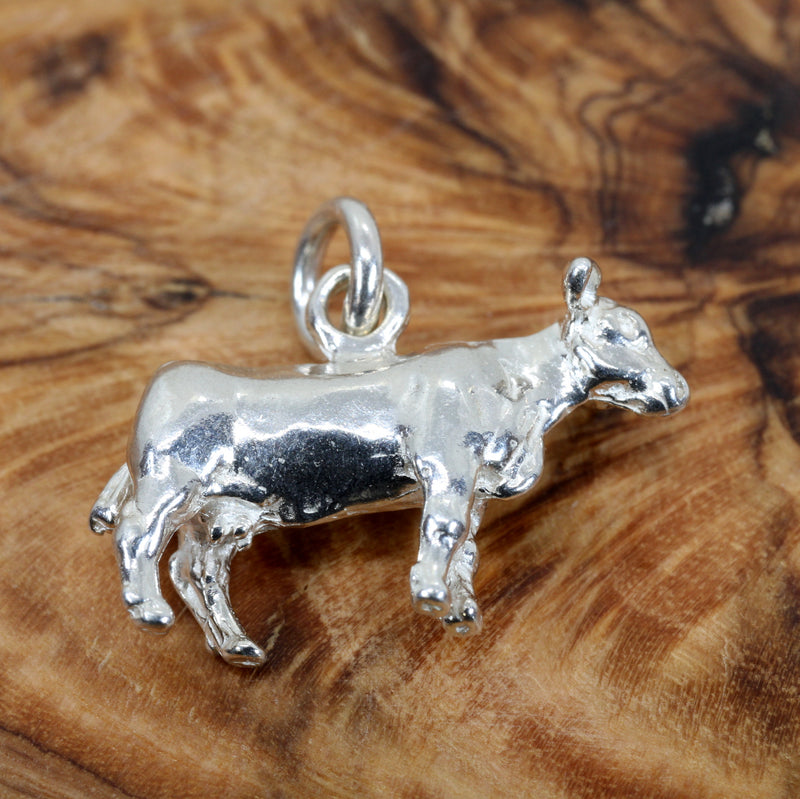 Silver Beef Cow Charm made in 925 Sterling Silver for her Bracelet