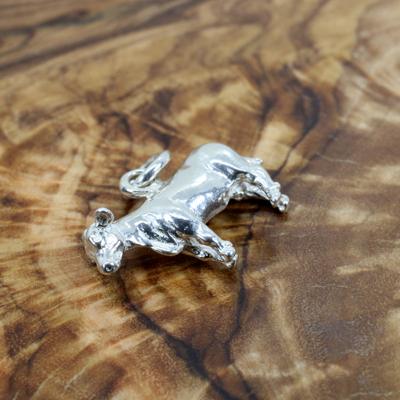 Silver Beef Cow Charm made in 925 Sterling Silver for her Bracelet