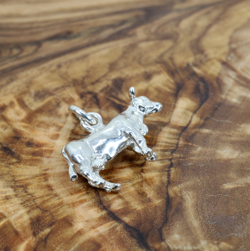 Silver Beef Cow Charm made in 925 Sterling Silver for her Bracelet
