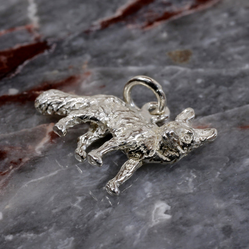 Silver Fox Charm with solid 925 Sterling Silver 3D Fox