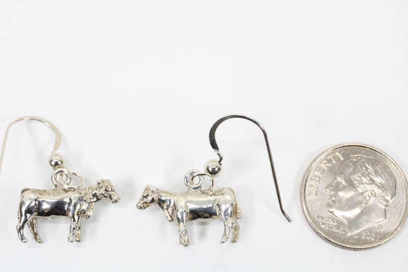 Silver Heifer Earrings made in 925 Sterling Silver