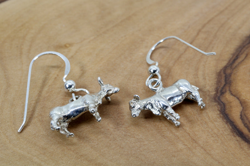 Silver Heifer Earrings made in 925 Sterling Silver