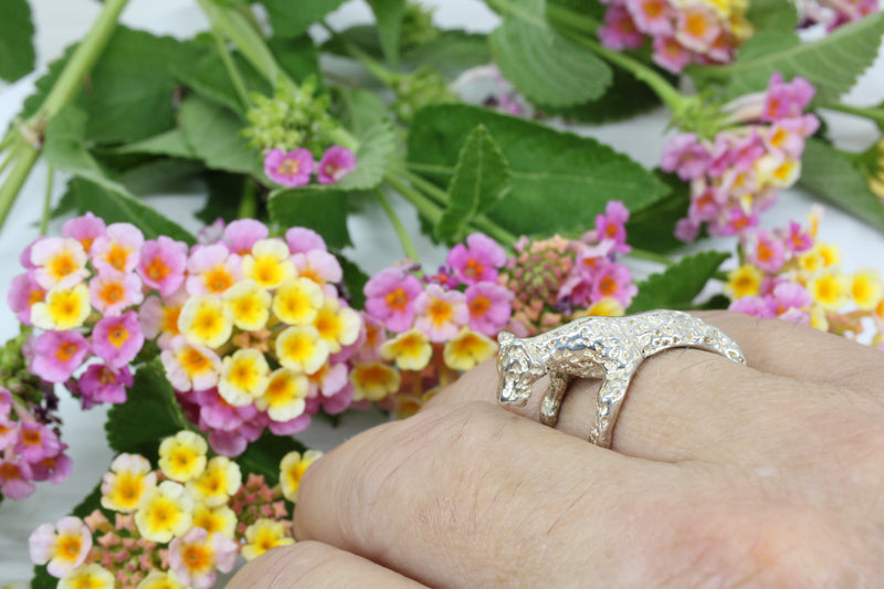 Silver Leopard Wrap Ring for Her made in Solid 925 Sterling Silver