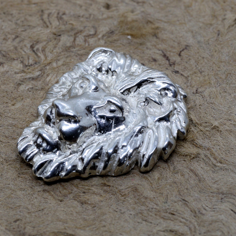 Large Silver Lion Head Tie Tack for man made in 925 Sterling Silver