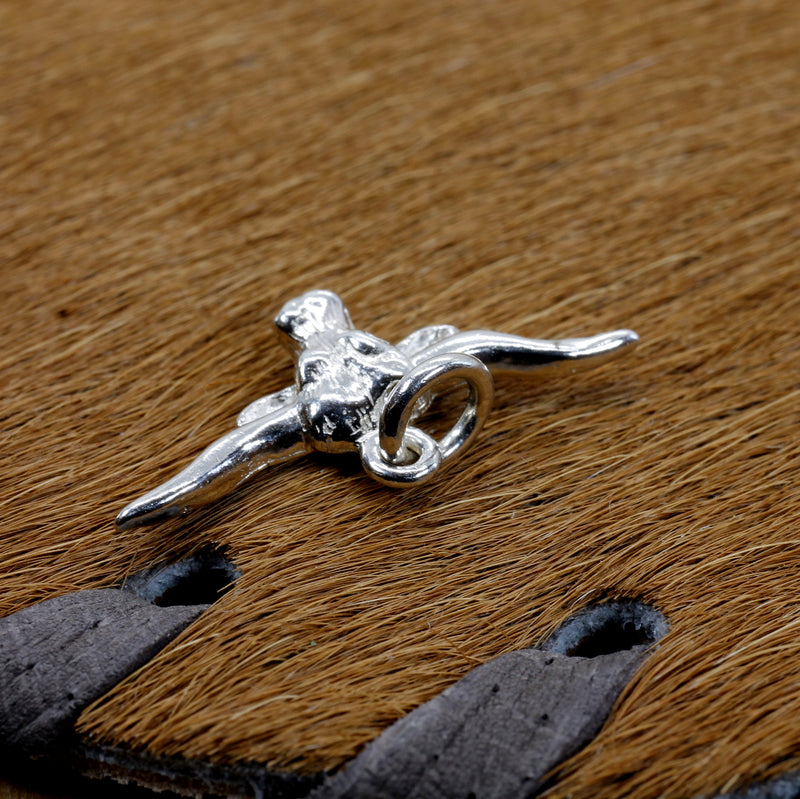 Silver Longhorn Head Charm for her bracelet made in 925 Sterling Silver