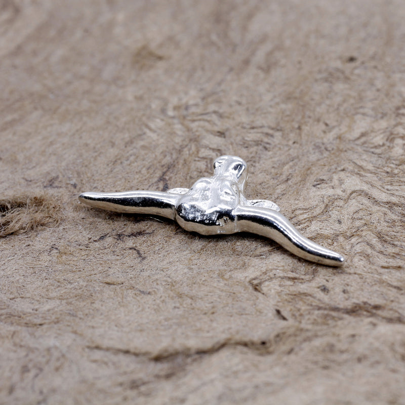 Silver Longhorn Head Tie Tack or lapel pin for him or her