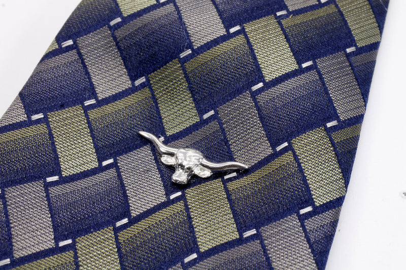 Silver Longhorn Head Tie Tack or lapel pin for him or her