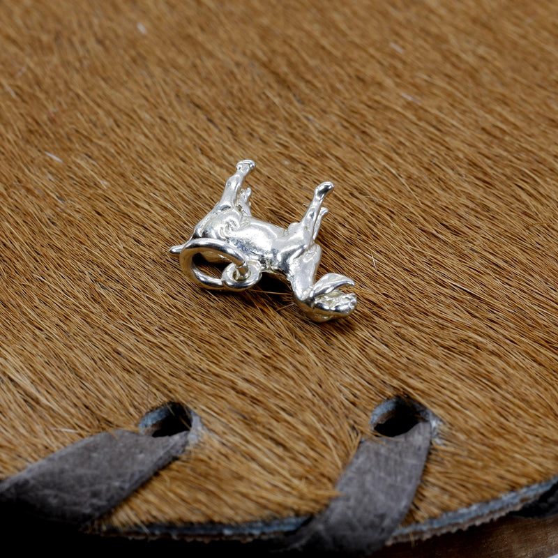 Silver Nubian Dairy Goat Charm with solid 925 Sterling Silver 3D Goat