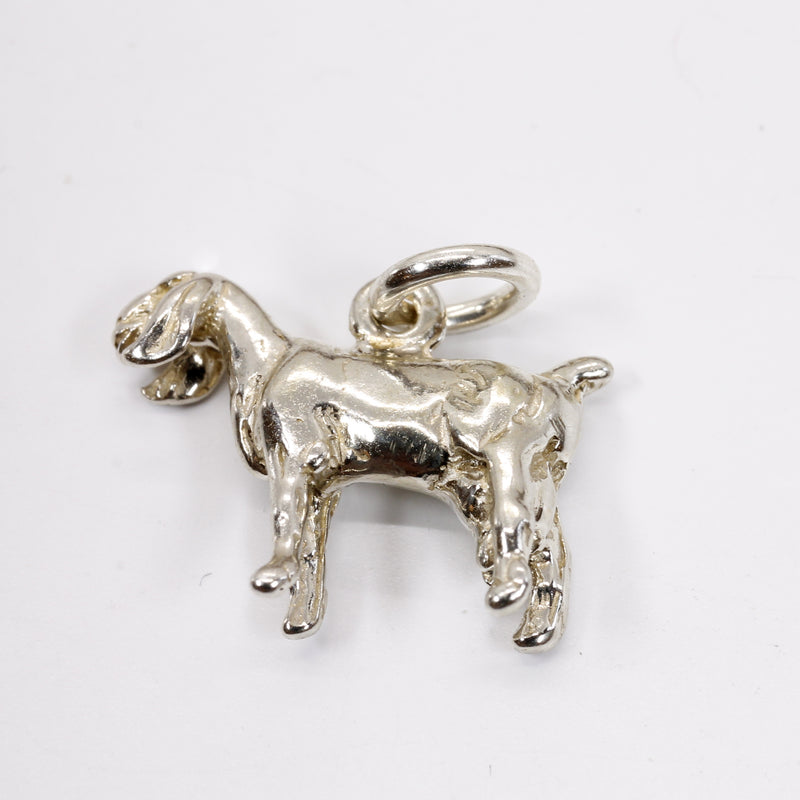 Silver Nubian Dairy Goat Charm with solid 925 Sterling Silver 3D Goat