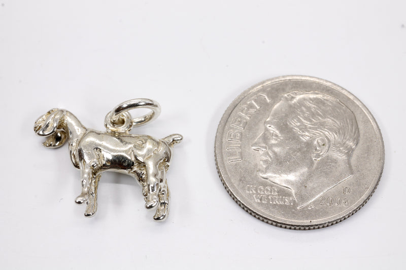 Silver Nubian Dairy Goat Charm with solid 925 Sterling Silver 3D Goat