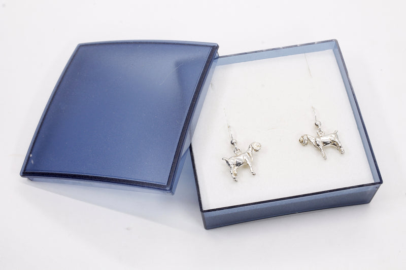 Silver Nubian Dairy Goat Earrings with solid 925 Sterling Silver 3D Goats